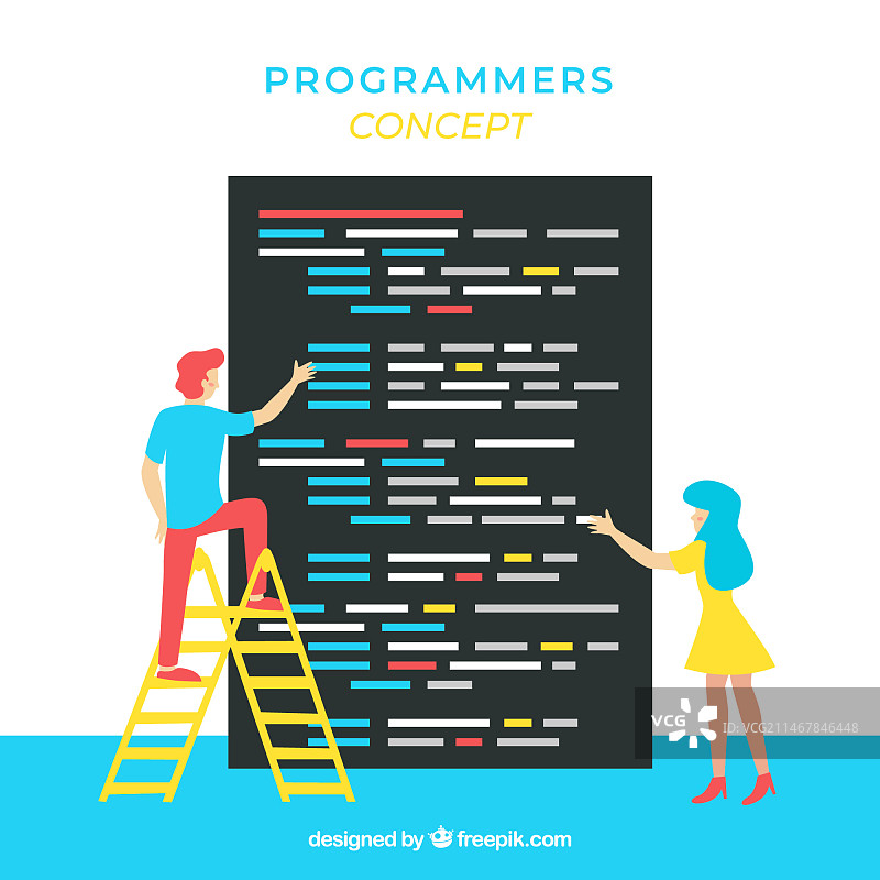 扁平风格的程序员概念设计图片素材