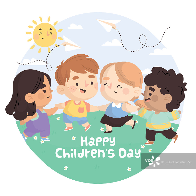 扁平风儿童节图片素材