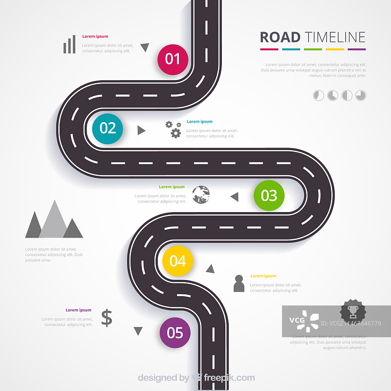 带有道路的图表时间轴概念图片素材