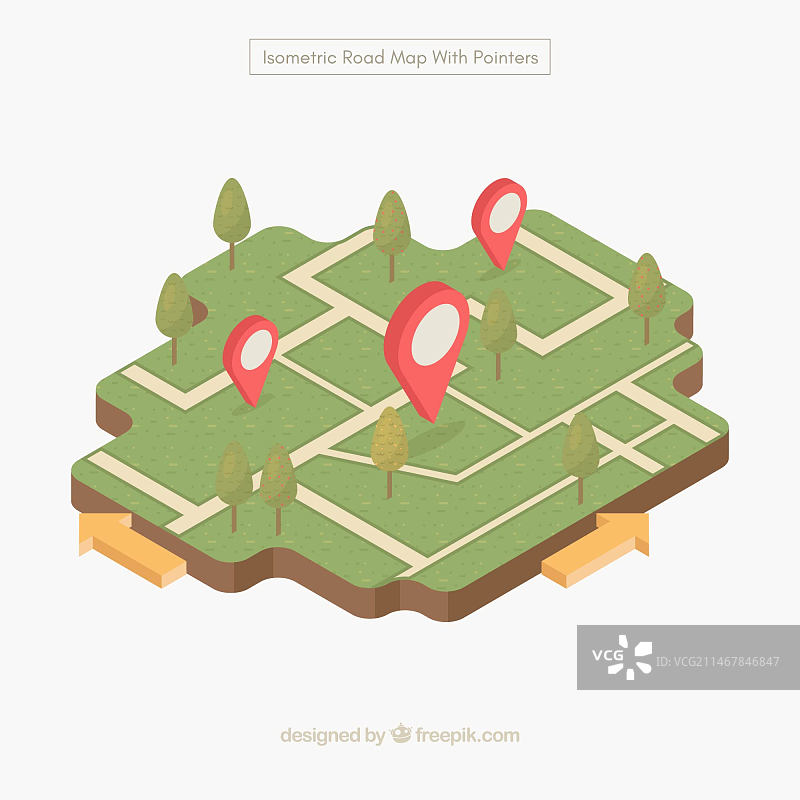 2.5D风格的带指针路线图图片素材