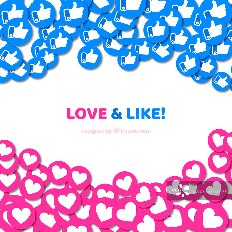 Facebook点赞和红心背景图片素材