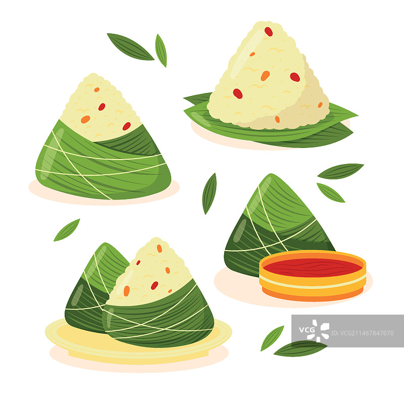 手绘龙舟粽子合集图片素材