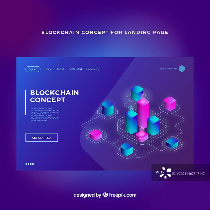 区块链概念落地页图片素材