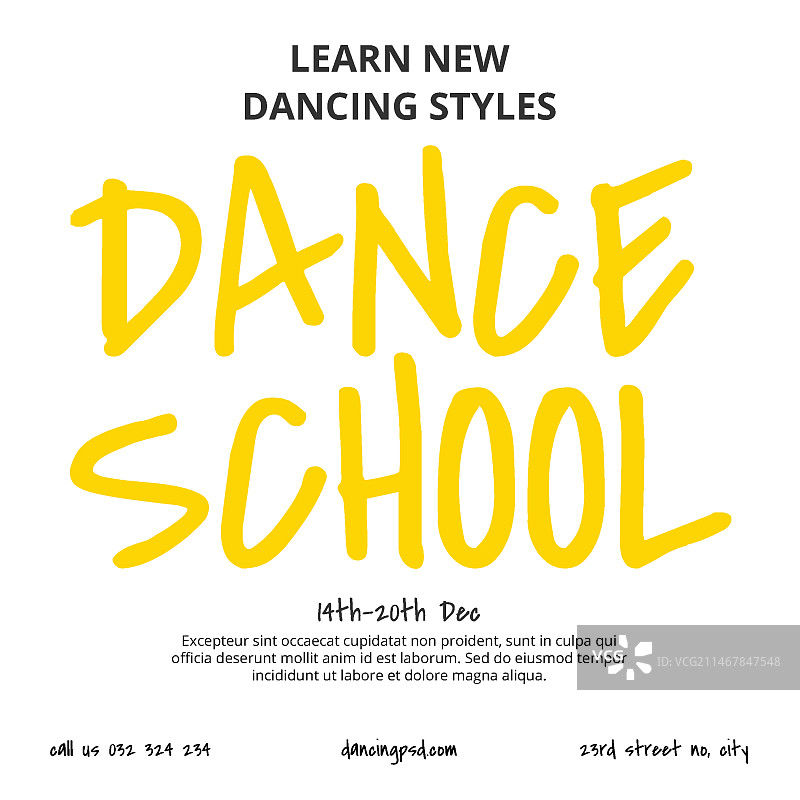 舞蹈学校广场宣传单模板，男舞者图片素材