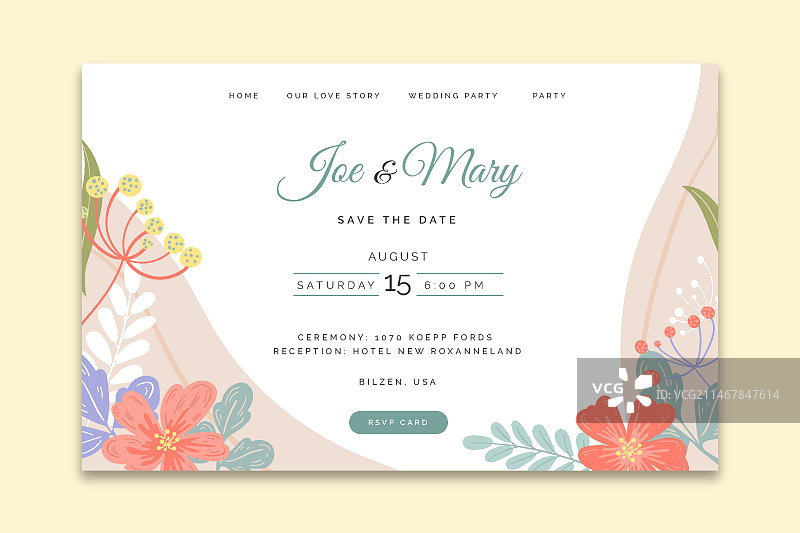 婚礼花卉着陆页模板图片素材