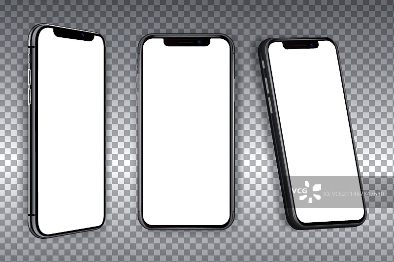 不同角度的逼真智能手机图片素材