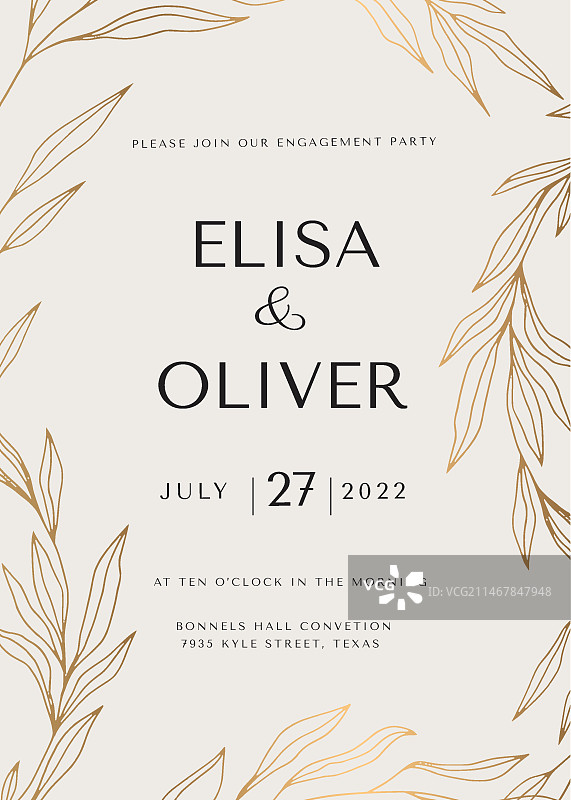 优雅的婚礼邀请函模板图片素材