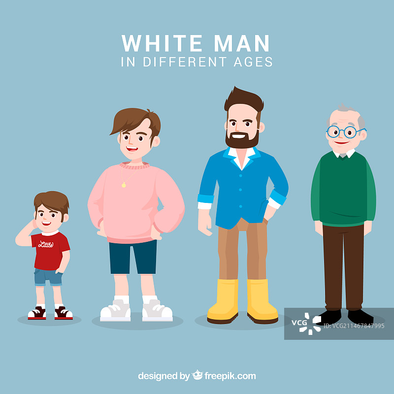不同年龄段的白人男人图片素材