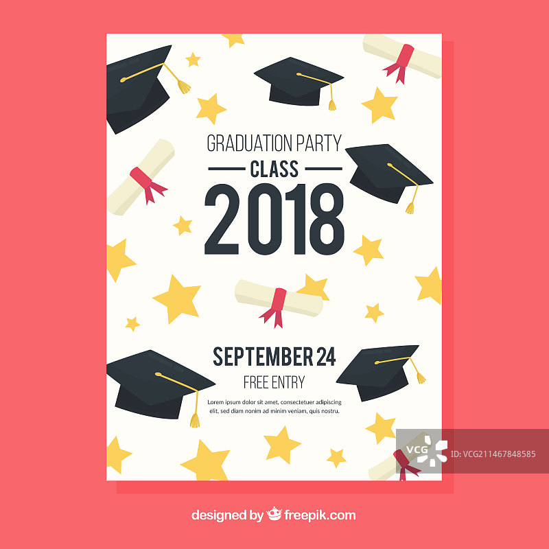 扁平设计毕业邀请函模板图片素材