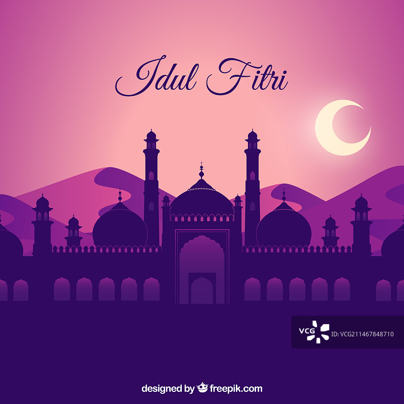 开斋节扁平风背景图片素材