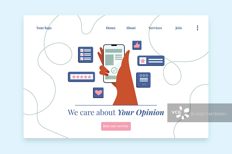 扁平风格的反馈着陆页图片素材