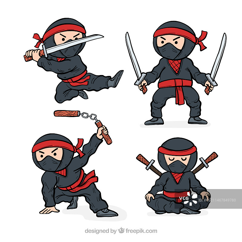 手绘忍者角色素材图片素材