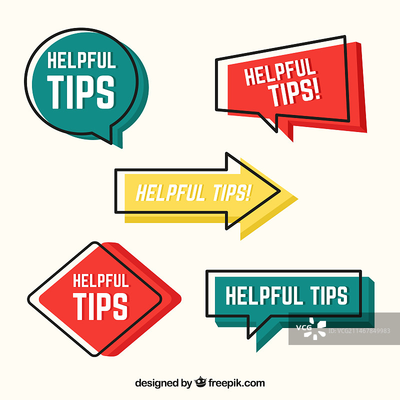 扁平设计小贴士标签合集图片素材