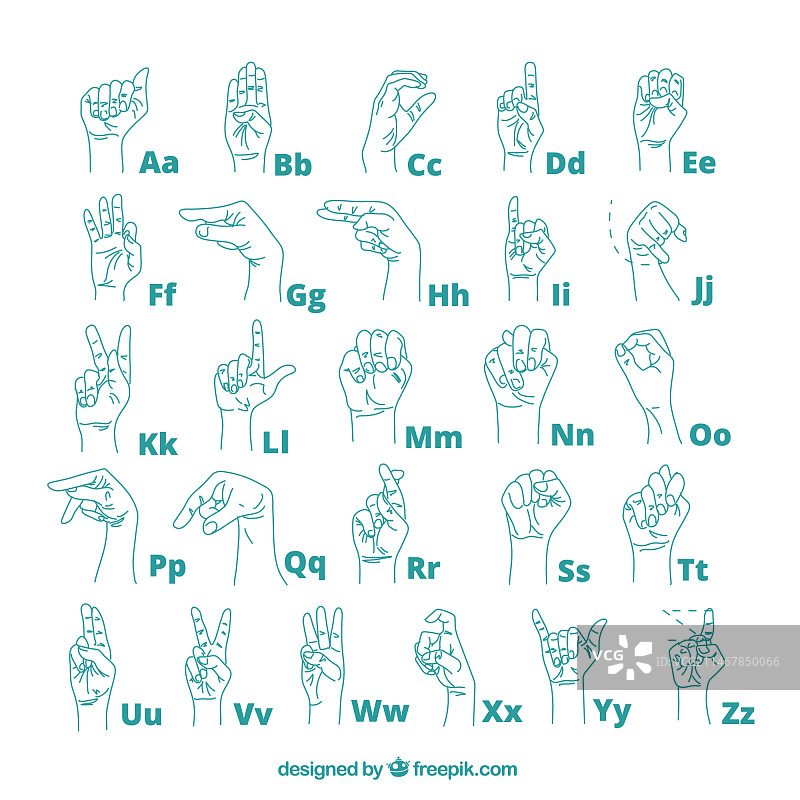 手绘手语字母图片素材