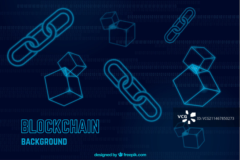 带有图标的区块链背景图片素材