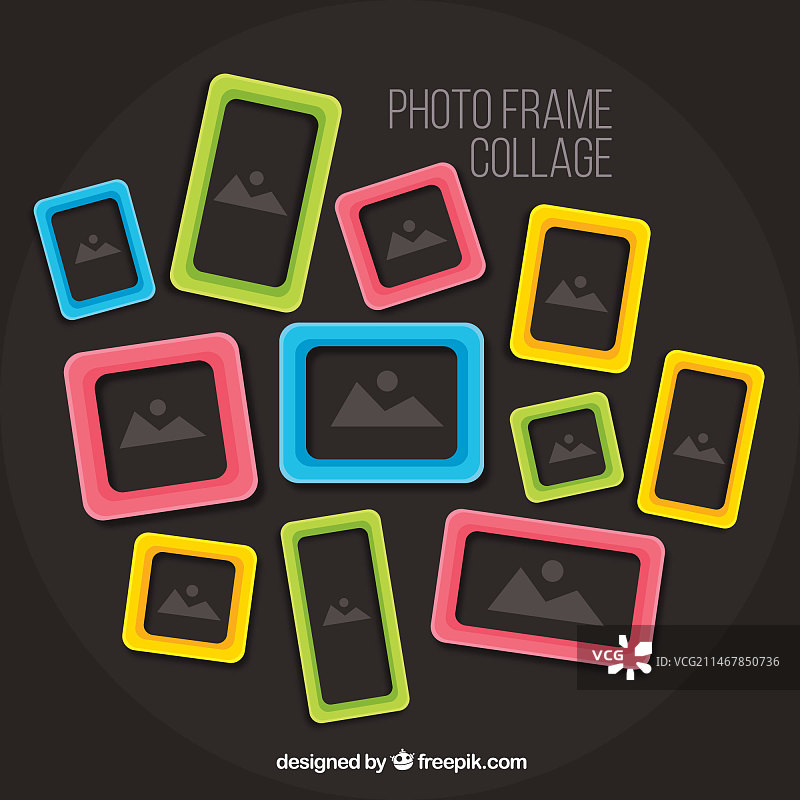 扁平风格的彩色相框拼贴图片素材