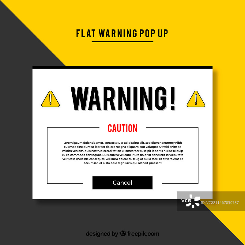 扁平化设计警告弹窗模板图片素材