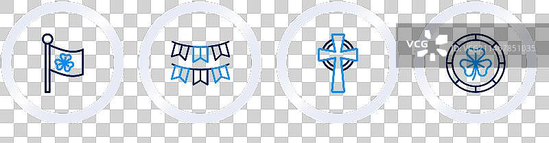 金色妖精硬币与凯尔特十字架图标集图片素材