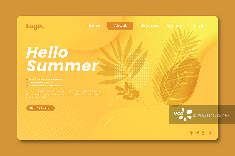 扁平风格夏季照片着陆页模板图片素材