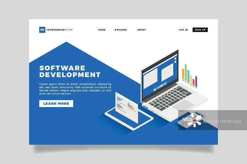 技术概念着陆页图片素材