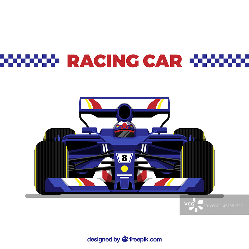 扁平风格的现代F1赛车图片素材
