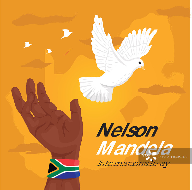 手绘纳尔逊·曼德拉国际日插画图片素材