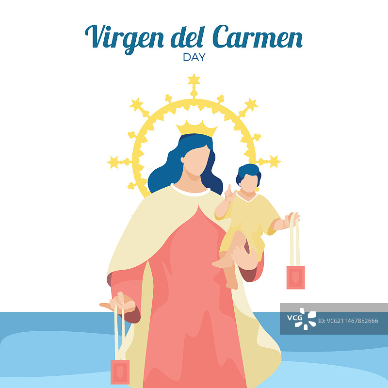 扁平风格卡门圣母插画图片素材