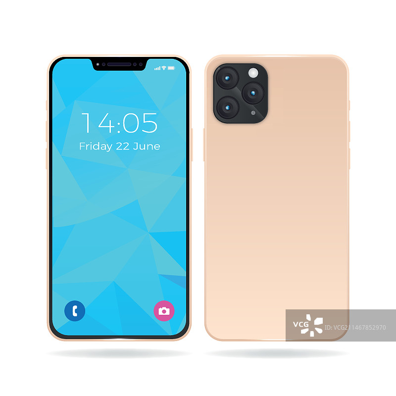 粉色后盖智能手机样机图片素材