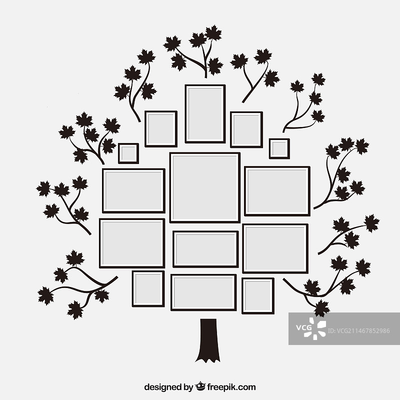 带有相框的可爱扁平树图片素材