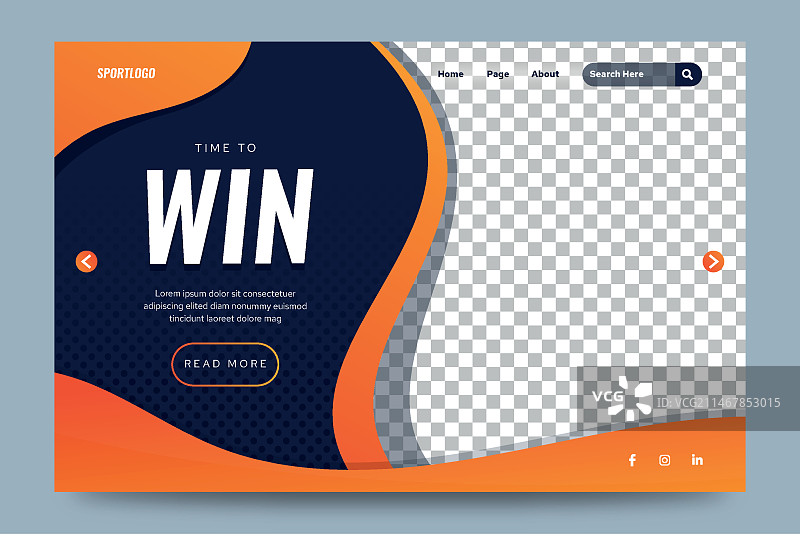 带照片模板的运动主题着陆页图片素材