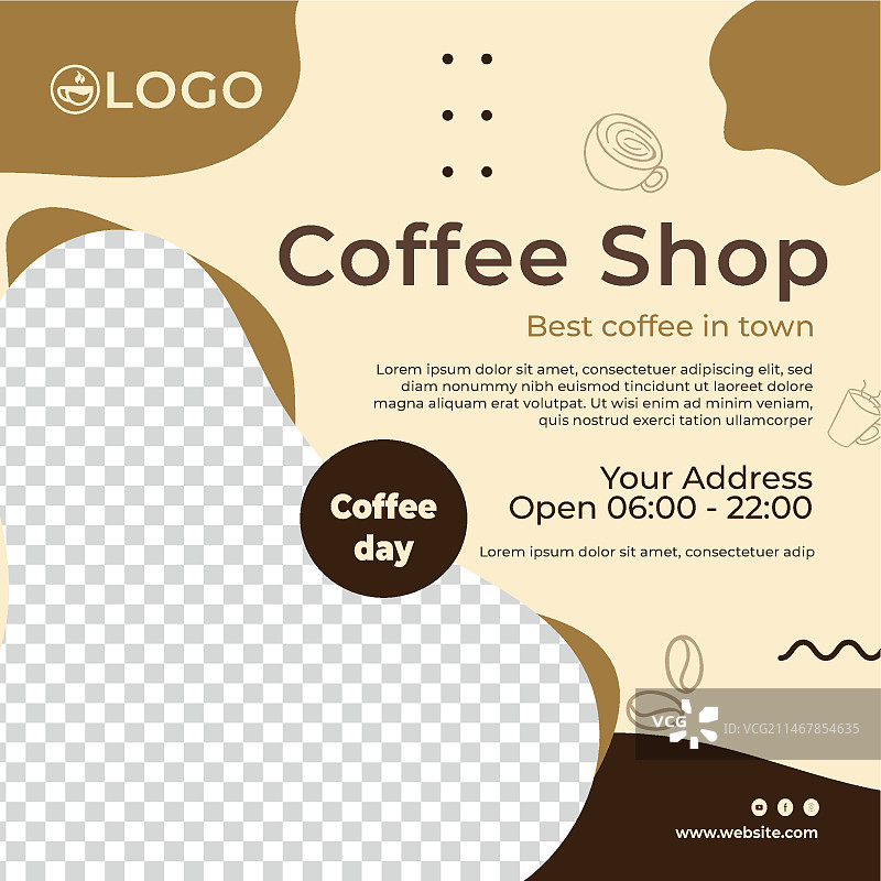 咖啡店方形宣传单模板图片素材