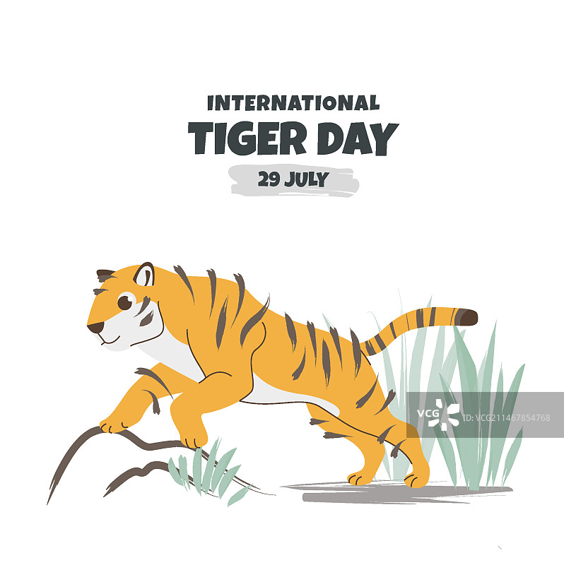 扁平风格世界老虎日插画图片素材