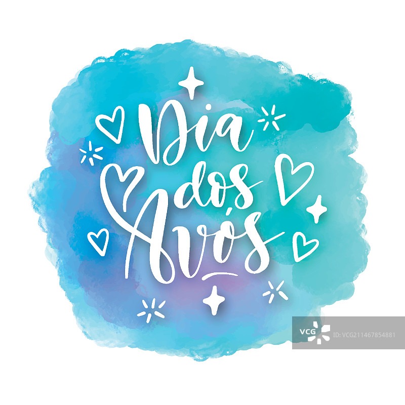 手绘水彩葡萄牙语祖父母节字样图片素材