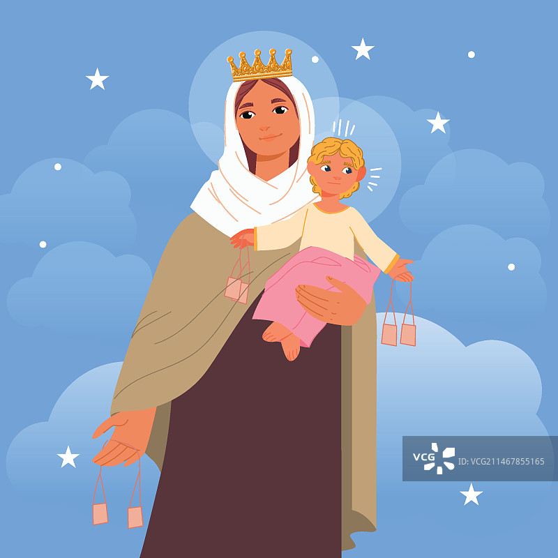 卡门圣母插画图片素材