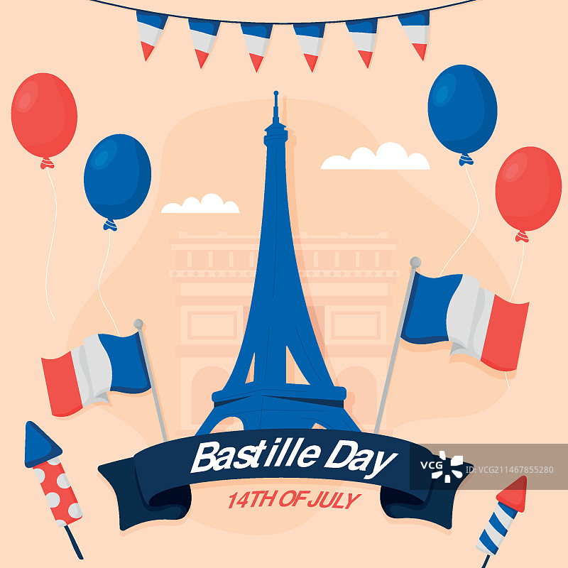 法国国庆日插画图片素材