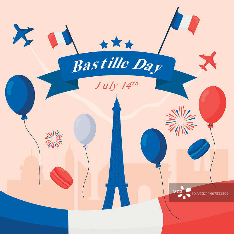 法国国庆日插画图片素材