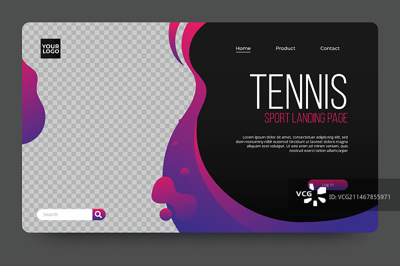 带有网球运动员照片的运动主题落地页图片素材