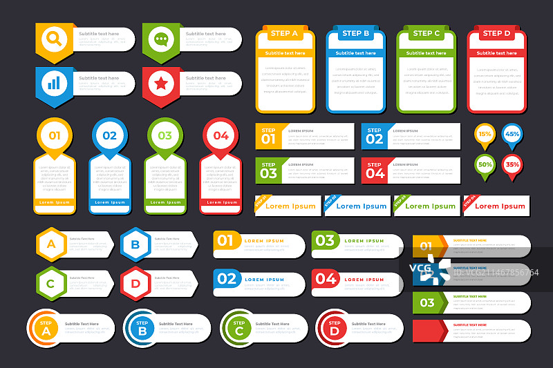 扁平风格信息图元素合集图片素材