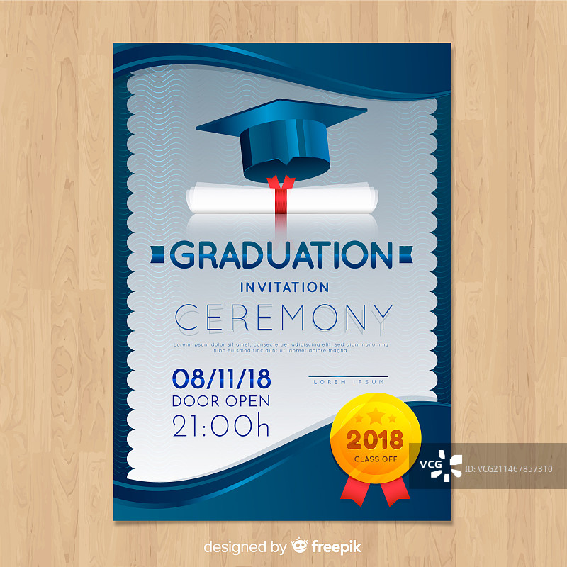 优雅毕业邀请函设计图片素材