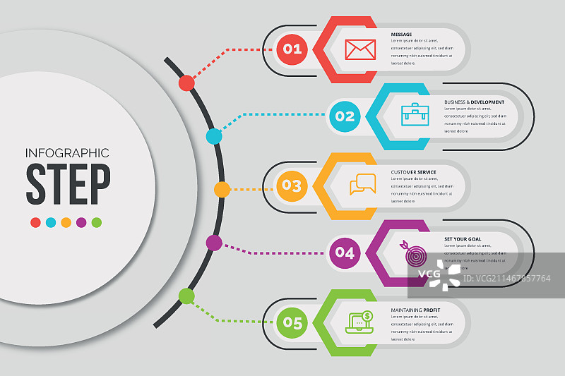 扁平风格信息图表步骤模板图片素材