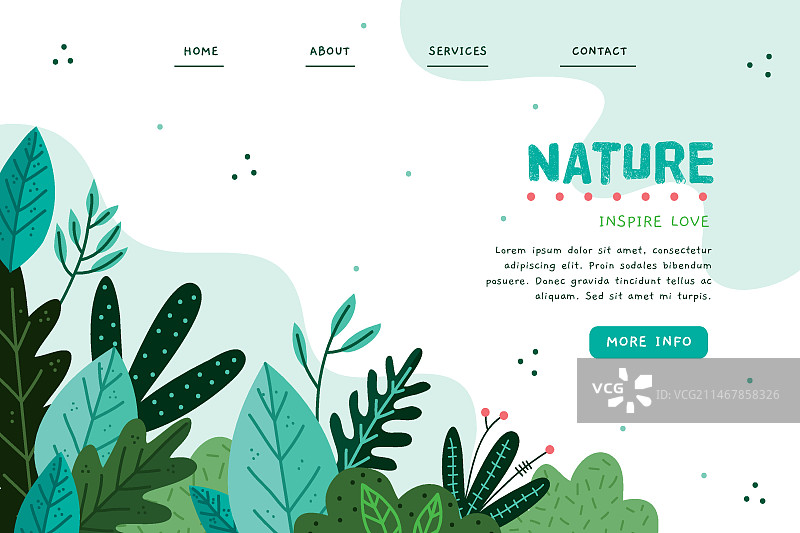 手绘自然风落地页模板图片素材