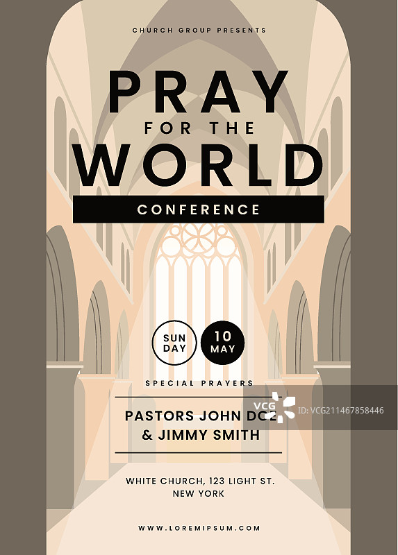 扁平风格的教堂宣传单图片素材