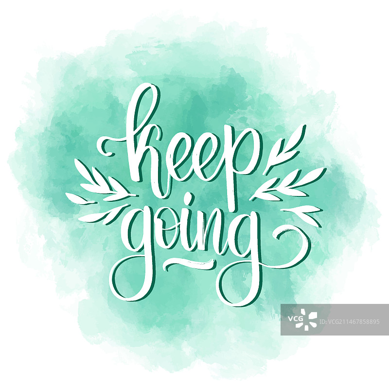 绿色水彩污渍上的字样图片素材