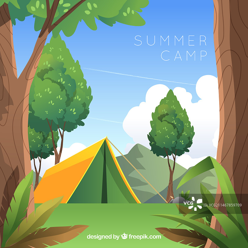 扁平风格夏令营背景图片素材