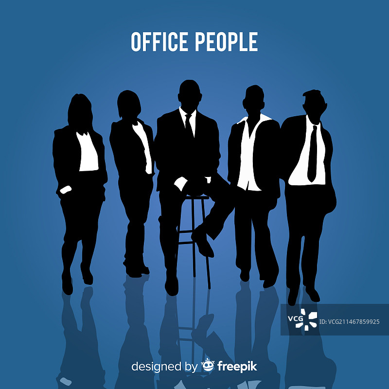 剪影风格的现代办公室工作人员图片素材