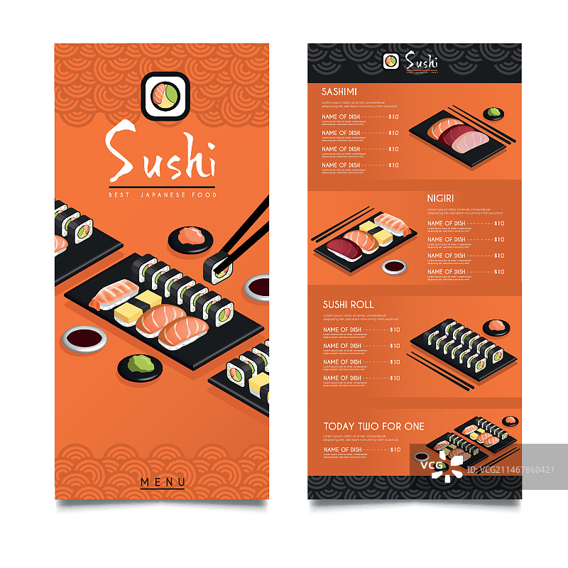 2.5D寿司店菜单模板图片素材