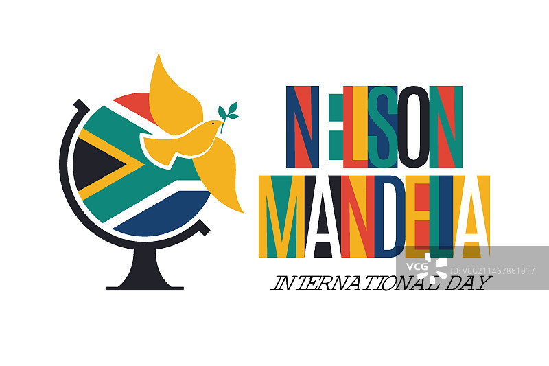 纳尔逊·曼德拉国际日渐变插画图片素材