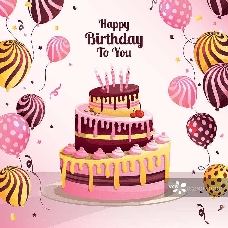 气球生日蛋糕背景图片素材