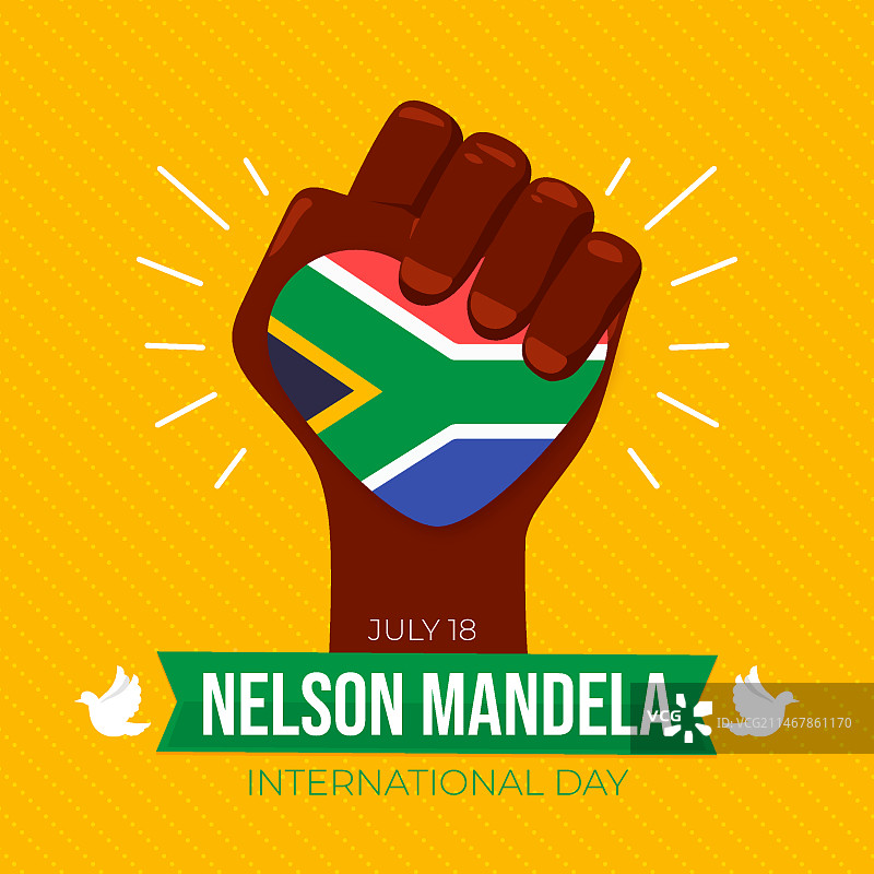 纳尔逊·曼德拉国际日扁平风插画图片素材
