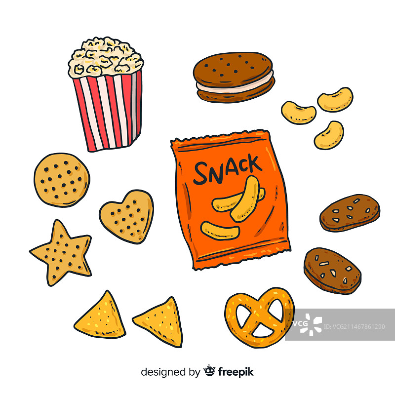 手绘美味小吃合集图片素材